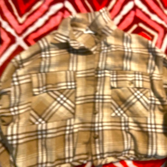 A beige plaid brown sweater - Picture 1 of 2